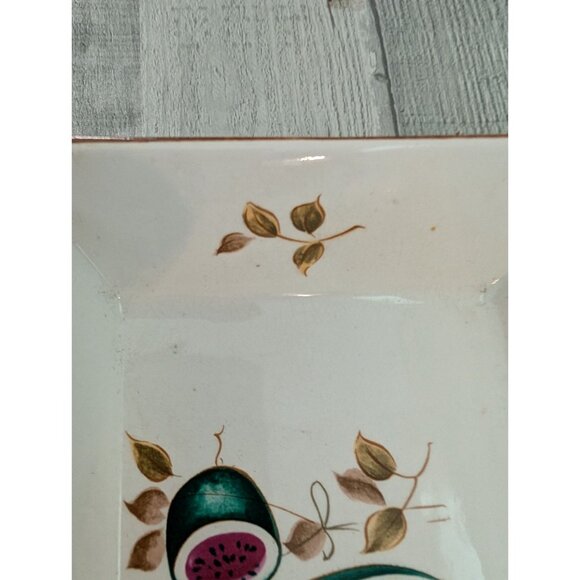 Vintage Lipper Mann Hand-Painted Rectangular Ceramic Dish Fruit & Leaf Design Pl - Picture 3 of 7